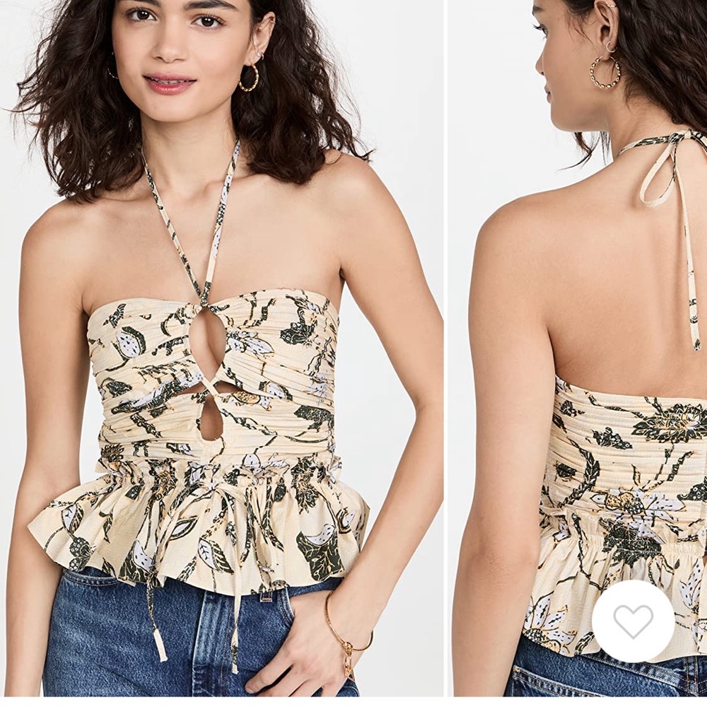 Ulla Johnson Cream Floral Halter Top